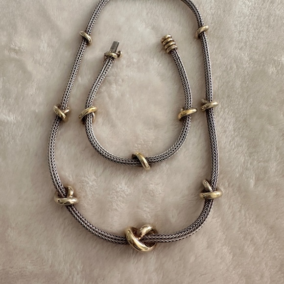 SOLD MEXICO DESIGNER TANE STERLING SILVER and GOLD KNOT NECKLACE & BRACELET - Picture 1 of 7